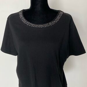 Black shirt Size PL with beads around Neck. Gently used